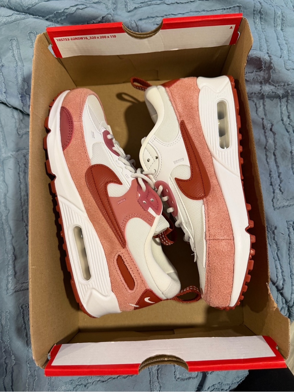 Nike air max 90 Pink and Red Suede-Trim Sneakers